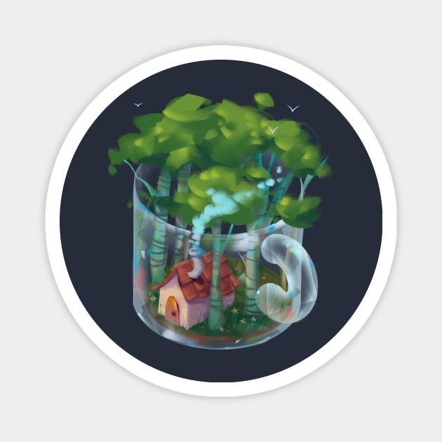 Cozy Forest in a Mug Magnet by Claire Lin